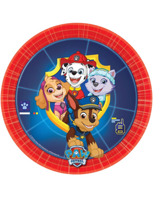 Paw Patrol Geburtstags-Pappteller 8 Stück bunt 18 cm