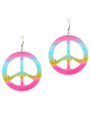 Peace-Ohrringe Hippie-Ohrringe pink-bunt