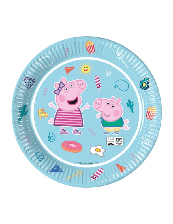 Peppa Wutz-Pappteller Kindergeburtstag Partydeko 8 Stück bunt 23 cm