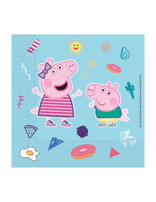 Peppa Wutz-Servietten Kindergeburtstag Partydeko 20 Stück bunt 33x33 cm