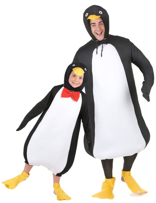 Pinguinkostüm für Eltern und Kind unisex schwarz-weiss-gelb