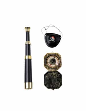 Pirat Accessoires-Set 3-teilig schwarz-gold