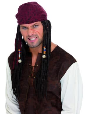 Piraten-Kapitän Perücke Dreadlocks braun