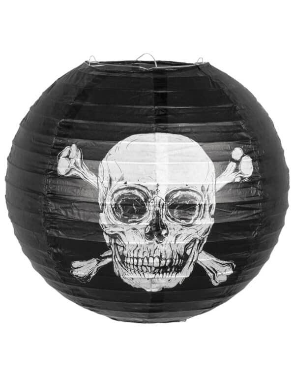 Piraten-Laterne Jolly Roger Partydeko Halloween schwarz-weiss 25 cm