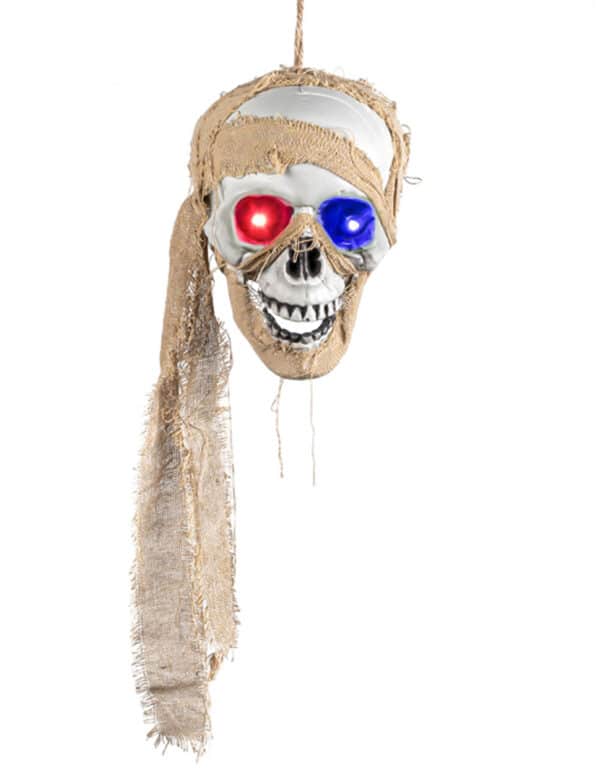 Piraten Totenkopf Hängedeko leuchtend 53 cm beige