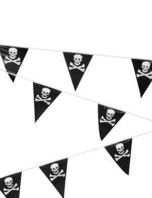 Piratengirlande Totenkopf schwarz-weiss