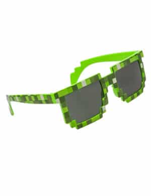 Pixel-Brille für Erwachsene Geeks und Nerds schwarz-grün-goldfarben 14