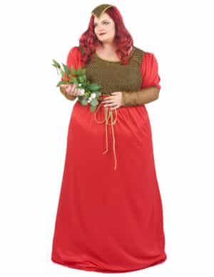 Plus Size Mittelalterkostüm für Damen rot-gold