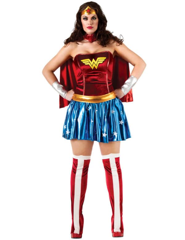 Plus Size Wonder Woman-Kostüm Damen rot-blau