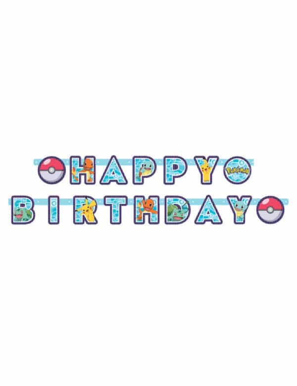 Pokémon-Girlande Happy Birthday Partydeko bunt 218x12 cm