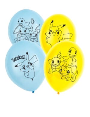 Pokemon Luftballons 6 Stück blau-gelb 30 cm