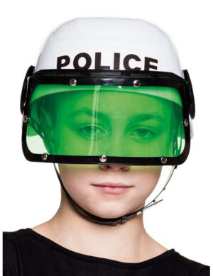 Polizei Helm Kostümzubehör für Kinder weiss-schwarz