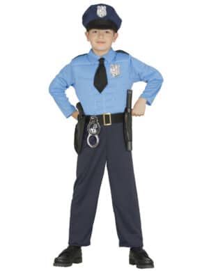 Polizist-Kostüm für Kinder Karneval blau-schwarz