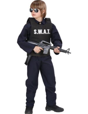 Polizist Weste SWAT für Kinder schwarz-weiss