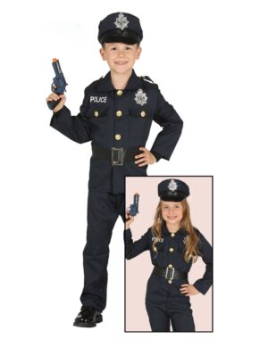 Polizisten-Kostüm für Kinder Kinder-Karneval-Kostüm blau-schwarz