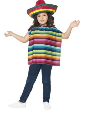 Poncho und Sombrero für Kinder bunt