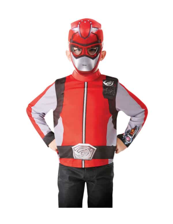 Power Rangers-Kostüm für Kinder mit Maske Faschingskostüm rot-silber