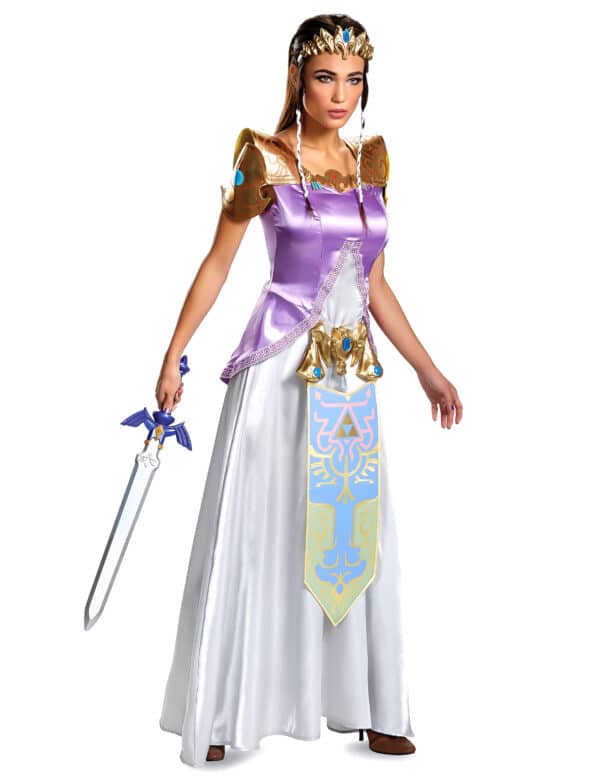 Prinzessin Zelda-Kostüm für Damen Faschingskostüm Deluxe violett-weiss-gold