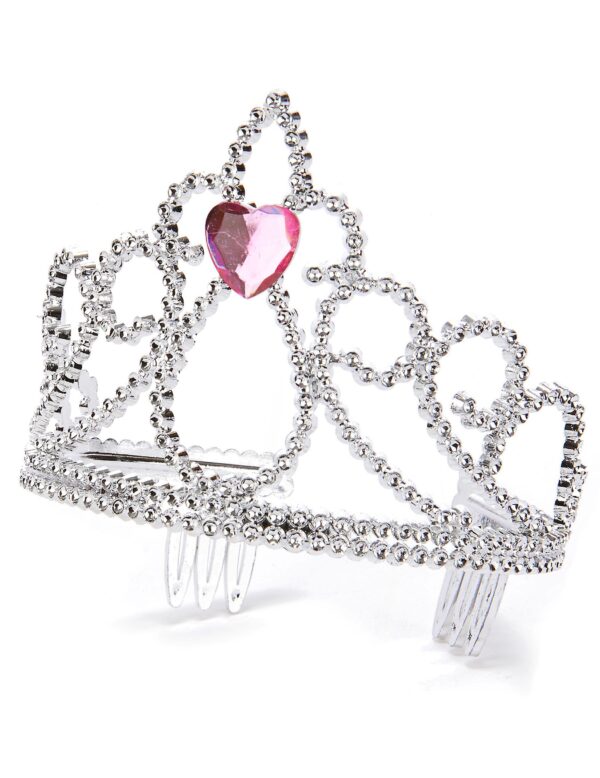 Prinzessinnen Herz-Diadem silber-rosa