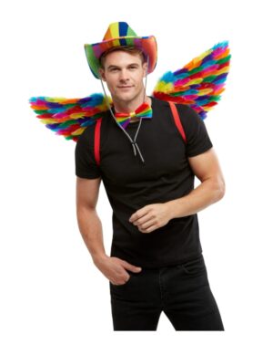 Regenbogen-Flügel Accessoire Fasching Pride bunt