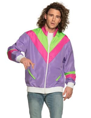 Retro 80er Jahre-Joggingjacke Bad Taste violett-grün-rosafarben