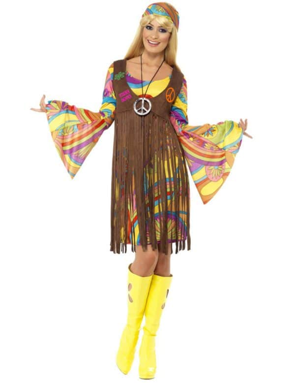 Retro Damenkostüm Hippie bunt