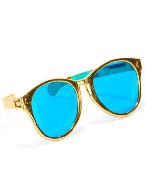 Riesige Disco Spaßbrille blau-gold