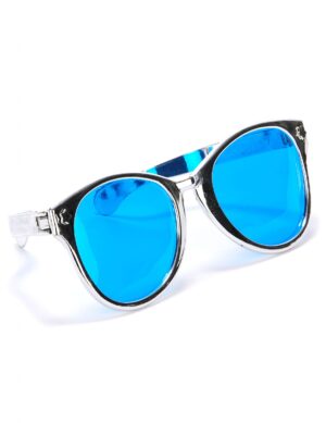 Riesige Disco Spaßbrille blau-silber