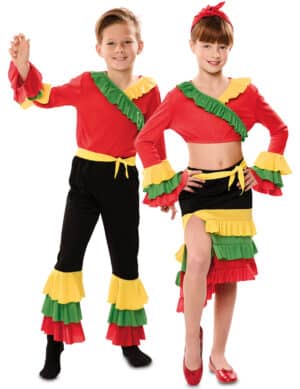 Rumba-Paarkostüm für Kinder Tanz-Kostüm Fasching bunt