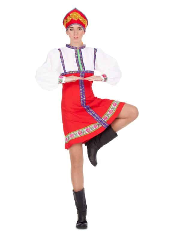 Russische Tänzerin Damenkostüm Fasching rot-weiss-blau