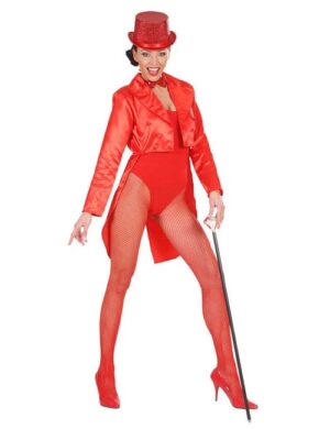 Satin-Frack für Damen Showgirl rot