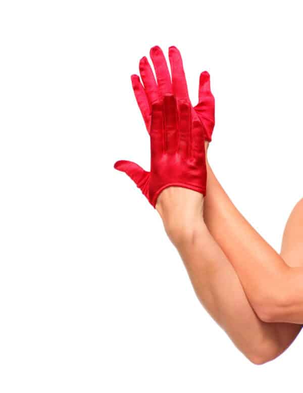 Satin Halb-Handschuhe Damen rot