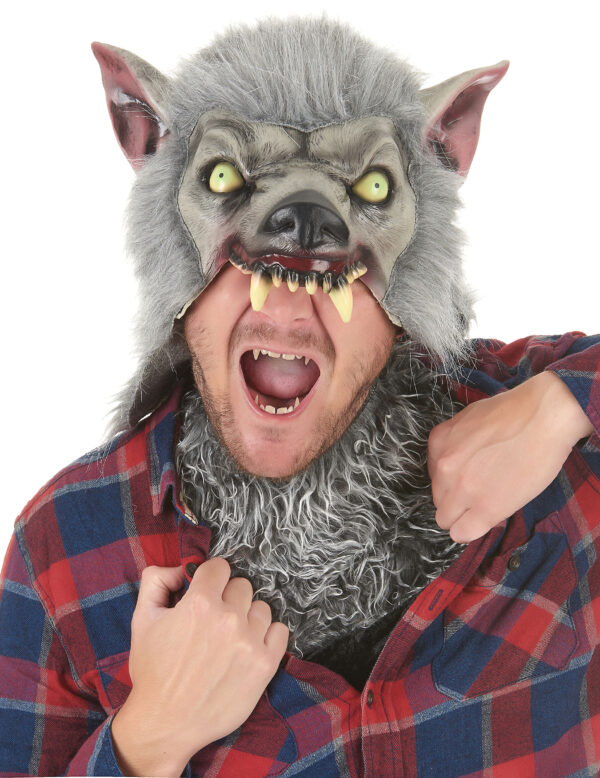 Schaurige Werwolf-Maske Halloween grau