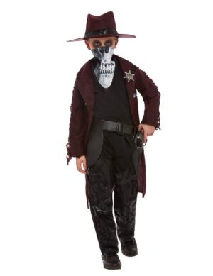 Schauriges Cowboy-Kostüm für Jungen Halloweenkostüm rot-schwarz