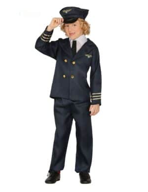 Schickes Pilotenkostüm für Kinder Uniform blau-goldfarben