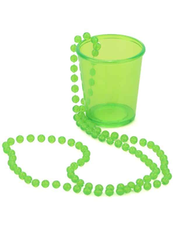 Schnapsglas mit Kette Party-Gadget neongrün