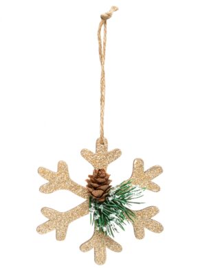 Schneeflocken-Christbaumschmuck goldfarben-grün-braun 10 cm