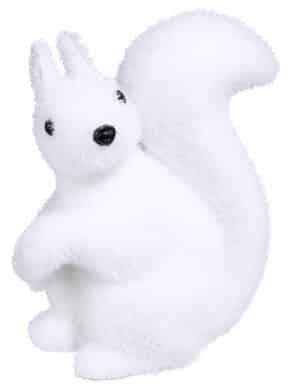 Schneeweißes Eichhörnchen Weihnachts-Tischdeko weiß-schwarz 12 cm