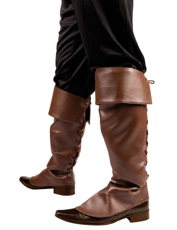 Schuhüberzieher Piratenstiefel Mittelalter-Schuhcover braun