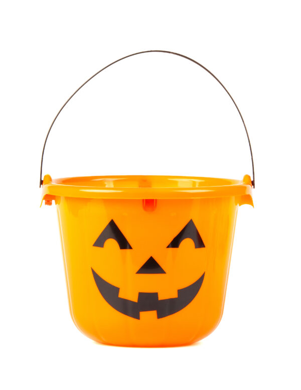 LED Halloween Kürbis Eimer für Süßigkeiten orange-schwarz