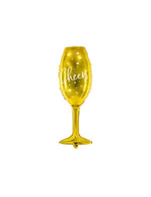 Sektglas-Luftballon Cheers Partydeko gold 28x80 cm