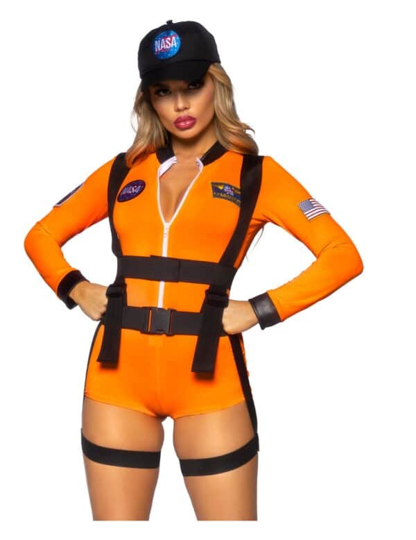 Sexy Astronautin Damenkostüm NASA Orange-Schwarz