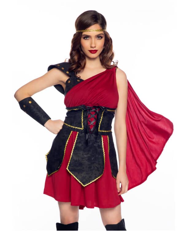 Sexy Gladiatorin-Kostüm für Damen Faschingskostüm rot-schwarz