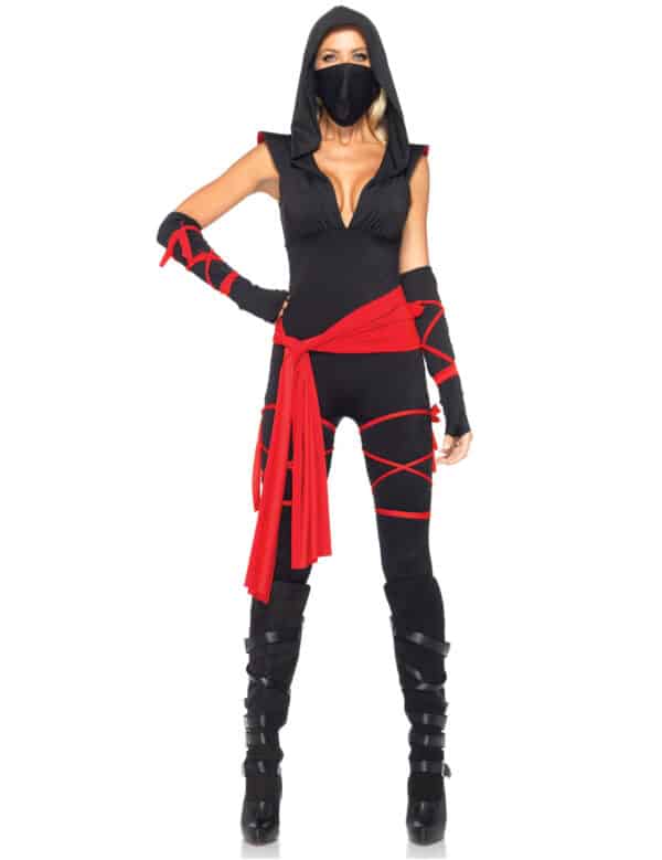 Sexy Ninja Asia Damenkostüm schwarz-rot