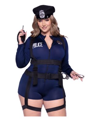 Sexy Polizistin Damenkostüm Plus Size Blau