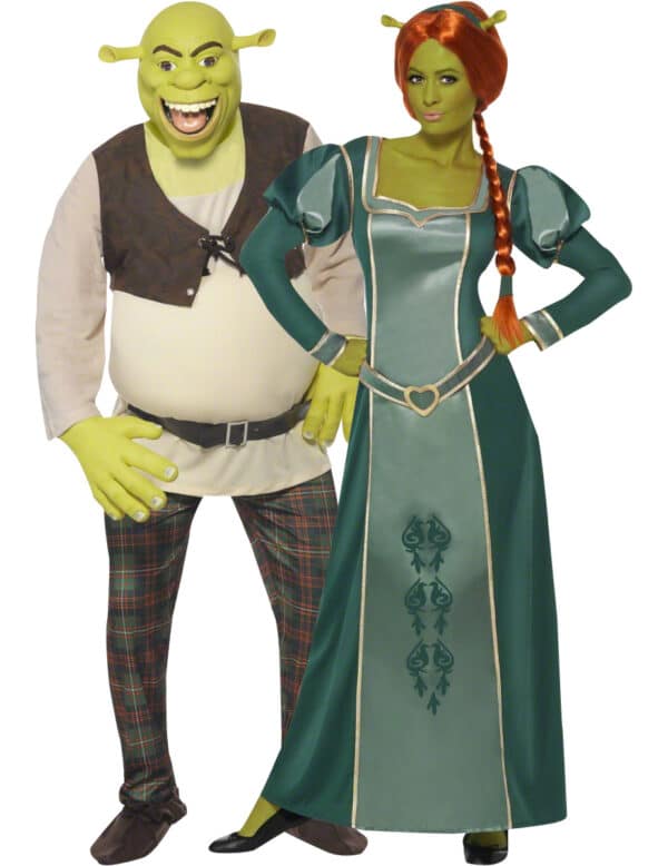 Shreck und Fiona-Paarkostüm Karneval grün-braun