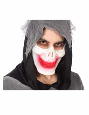 Skelett-Halbmaske Halloween-Maske rot-weiss