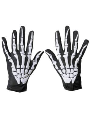 Skelett-Handschuhe für Erwachsene Halloween-Accessoire schwarz-weiss