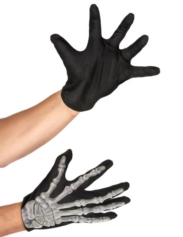 Skelett Handschuhe schwarz-weiss