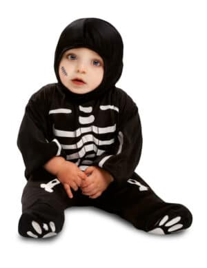 Skelett-Kostüm für Babys Halloweenkostüm schwarz-weiss